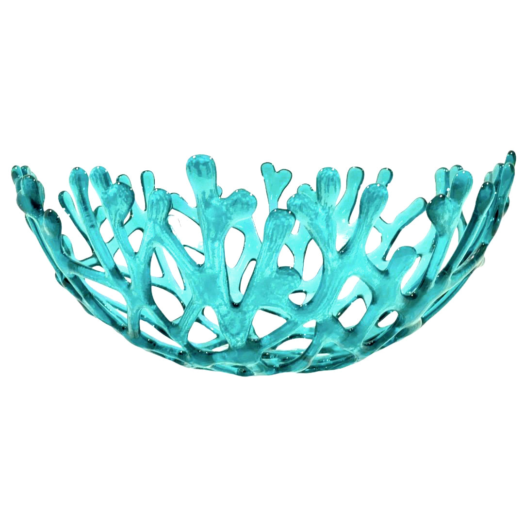 Coral Branch Bowl | Large Aqua  Glass