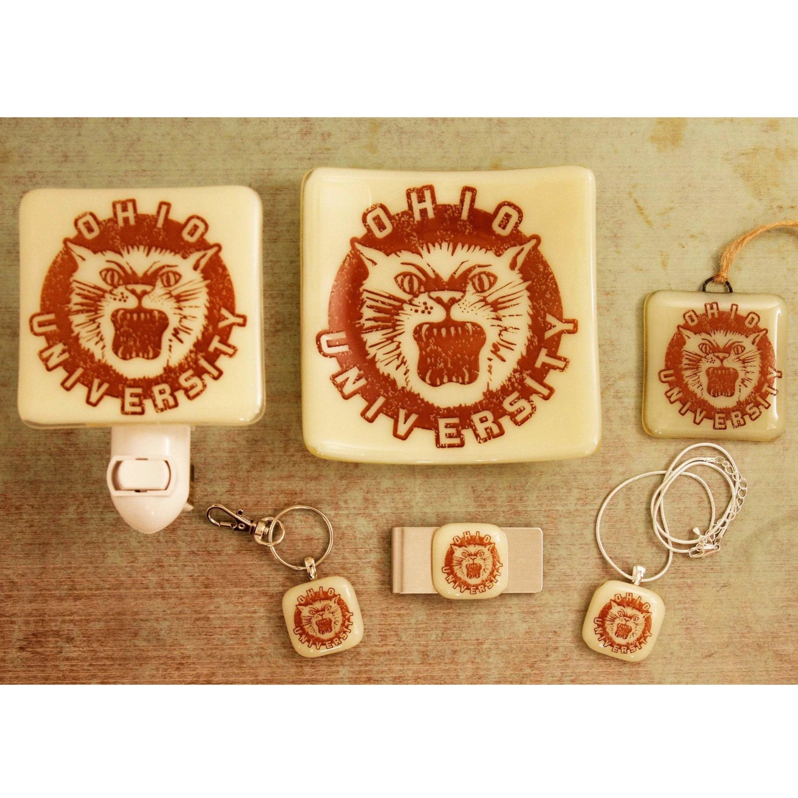 Ohio University Bobcat Logo Glass Giftware