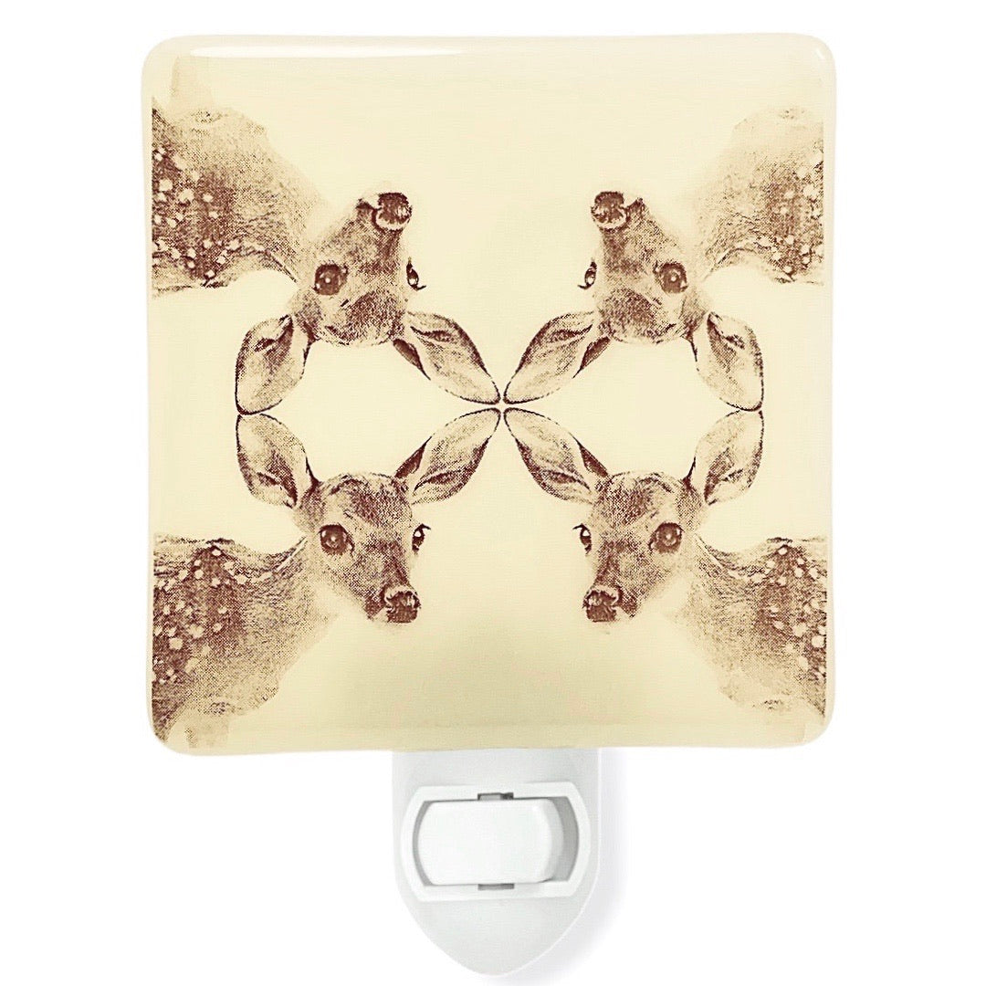 Deer Kaleidoscope Night Light Ivory Glass