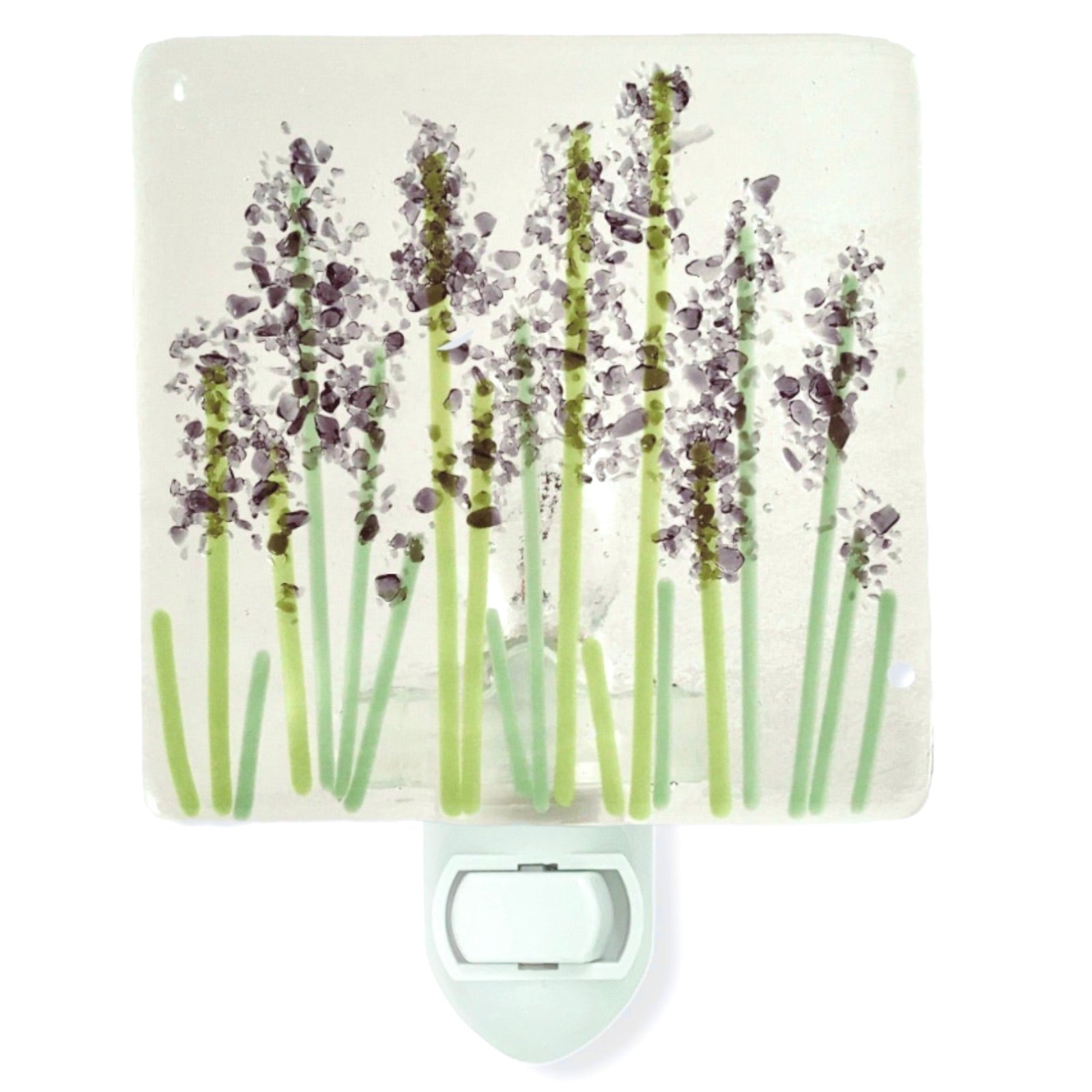 Lavender Wild Flower Night Light - Glass "Glitter"- Clear Glass