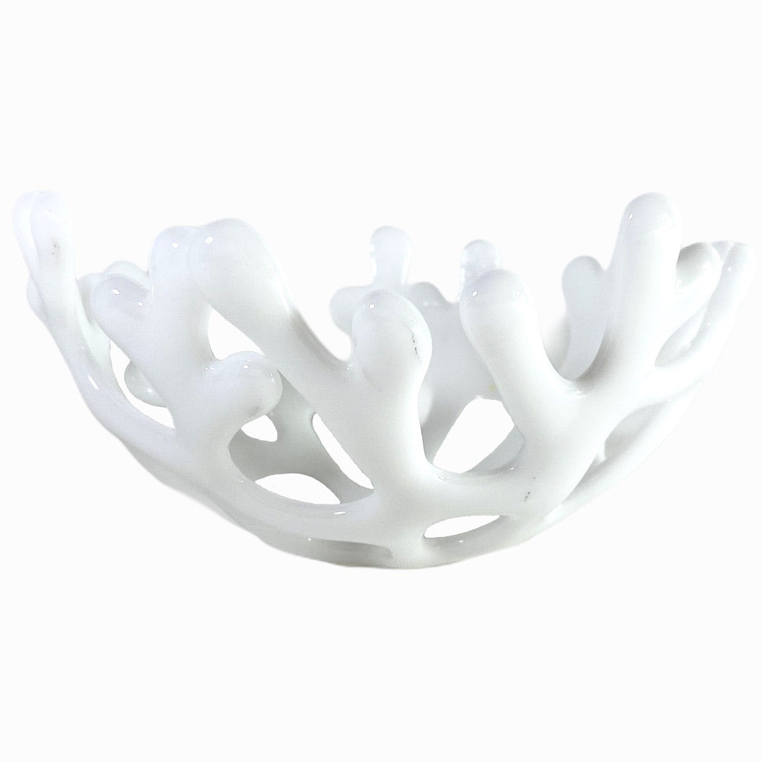 Coral Branch Bowl | Small White Glass