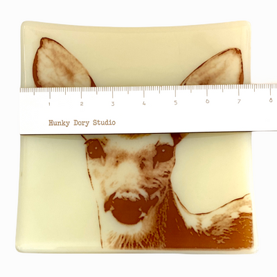 Deer Baby Tray 7.5" Ivory Glass