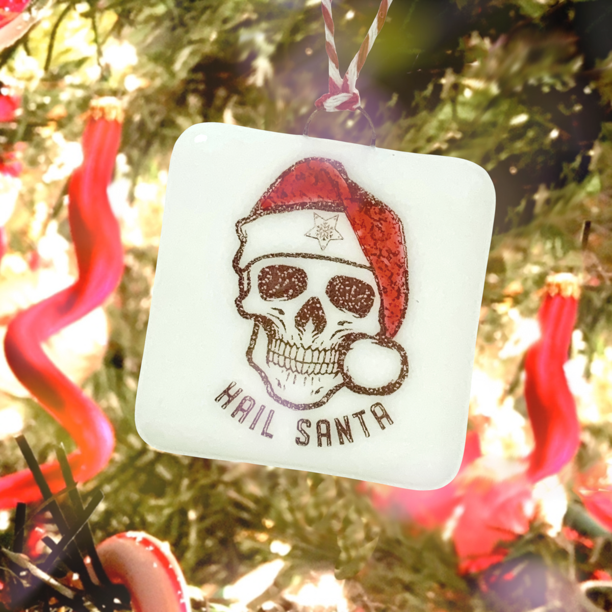 Hail Santa Skull Ornament