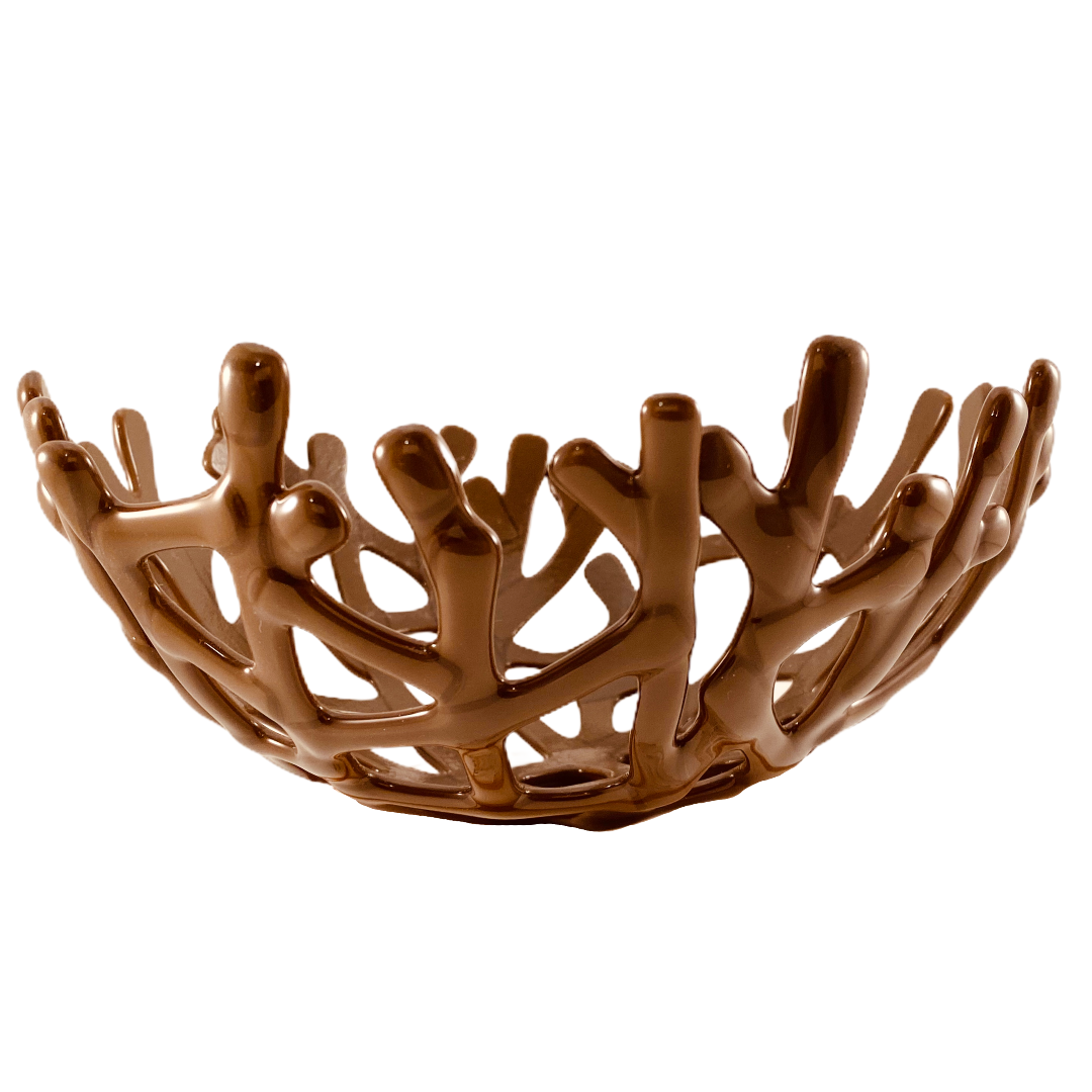 Coral Branch Bowl | Medium Opaque Chocolate Glass
