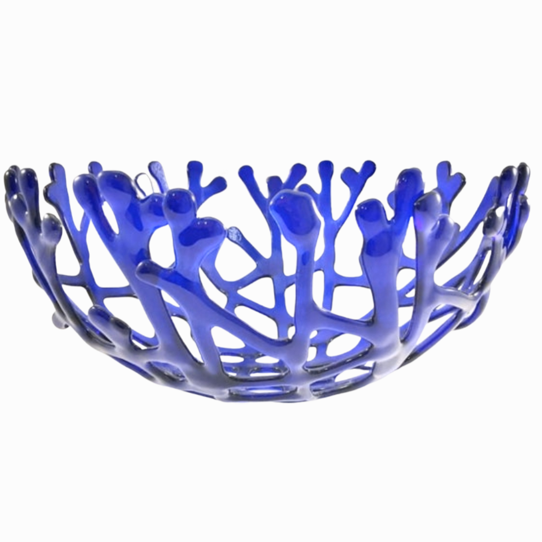Coral Branch Bowl | Large Cobalt Blue Glass