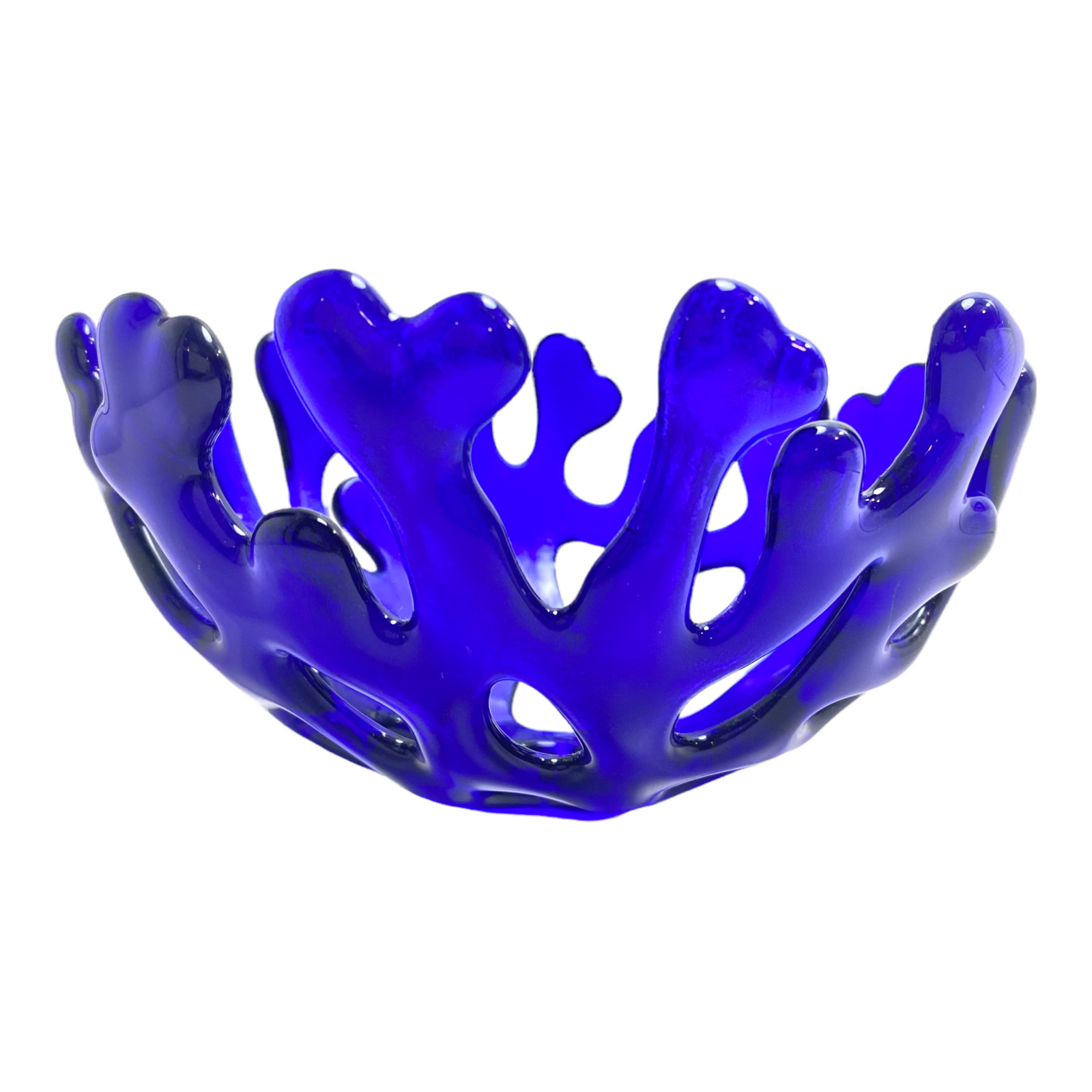 Coral Branch Bowl | Small Cobalt Blue Transparent Glass