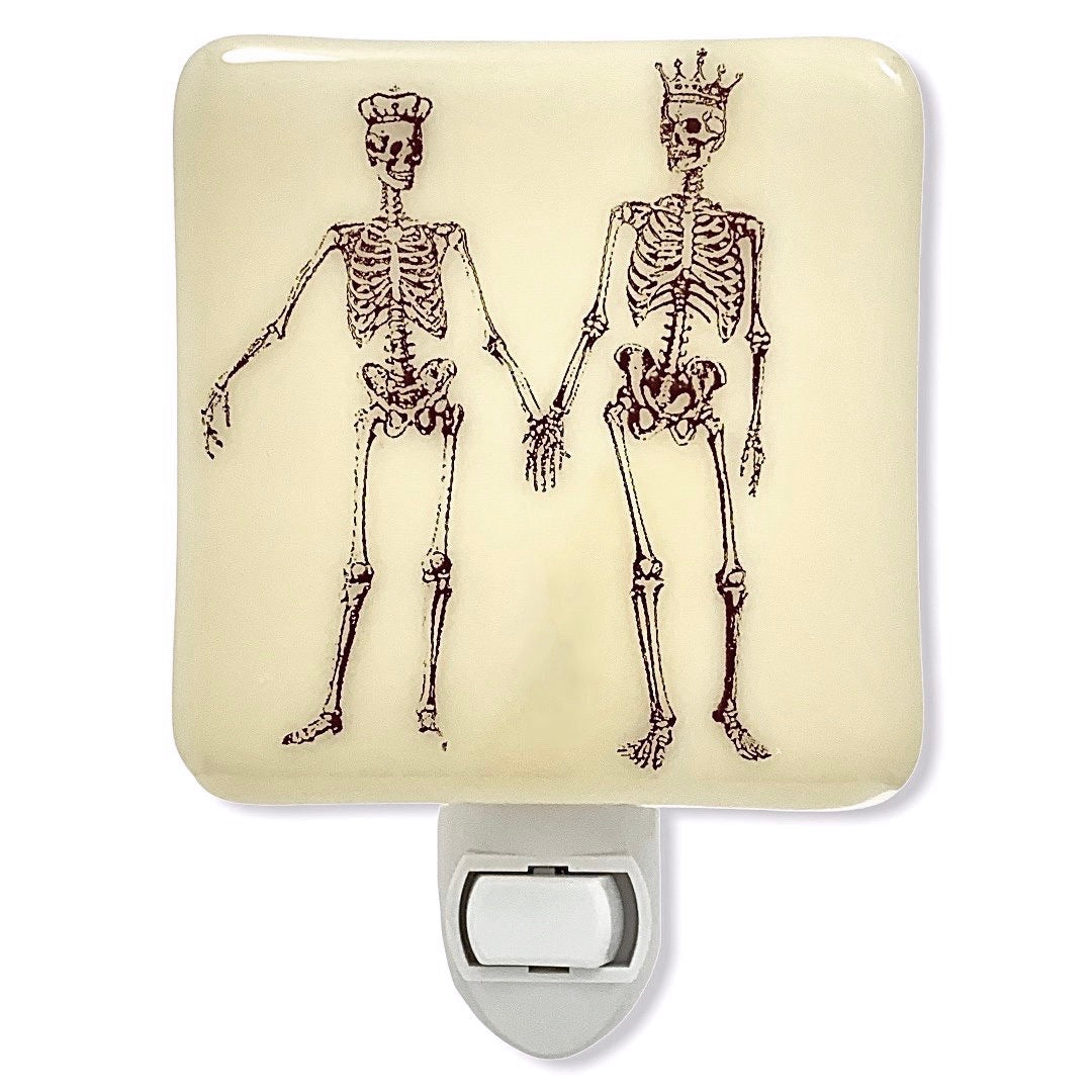 Skeleton King and Queen Holding Hands Night Light