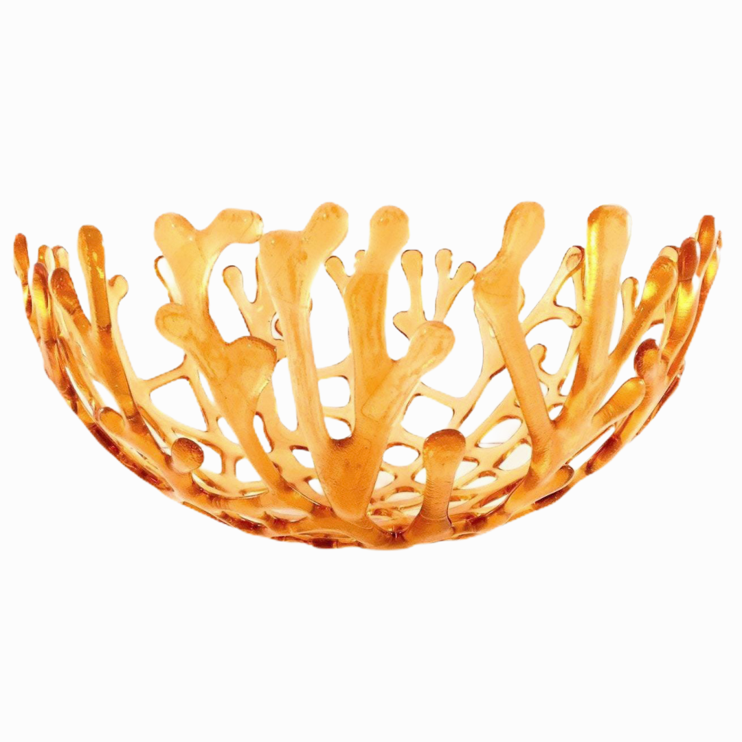 Coral Branch Bowl | Large Honey Yellow Glass