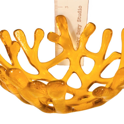 Coral Branch Bowl | Small Honey Yellow Glass