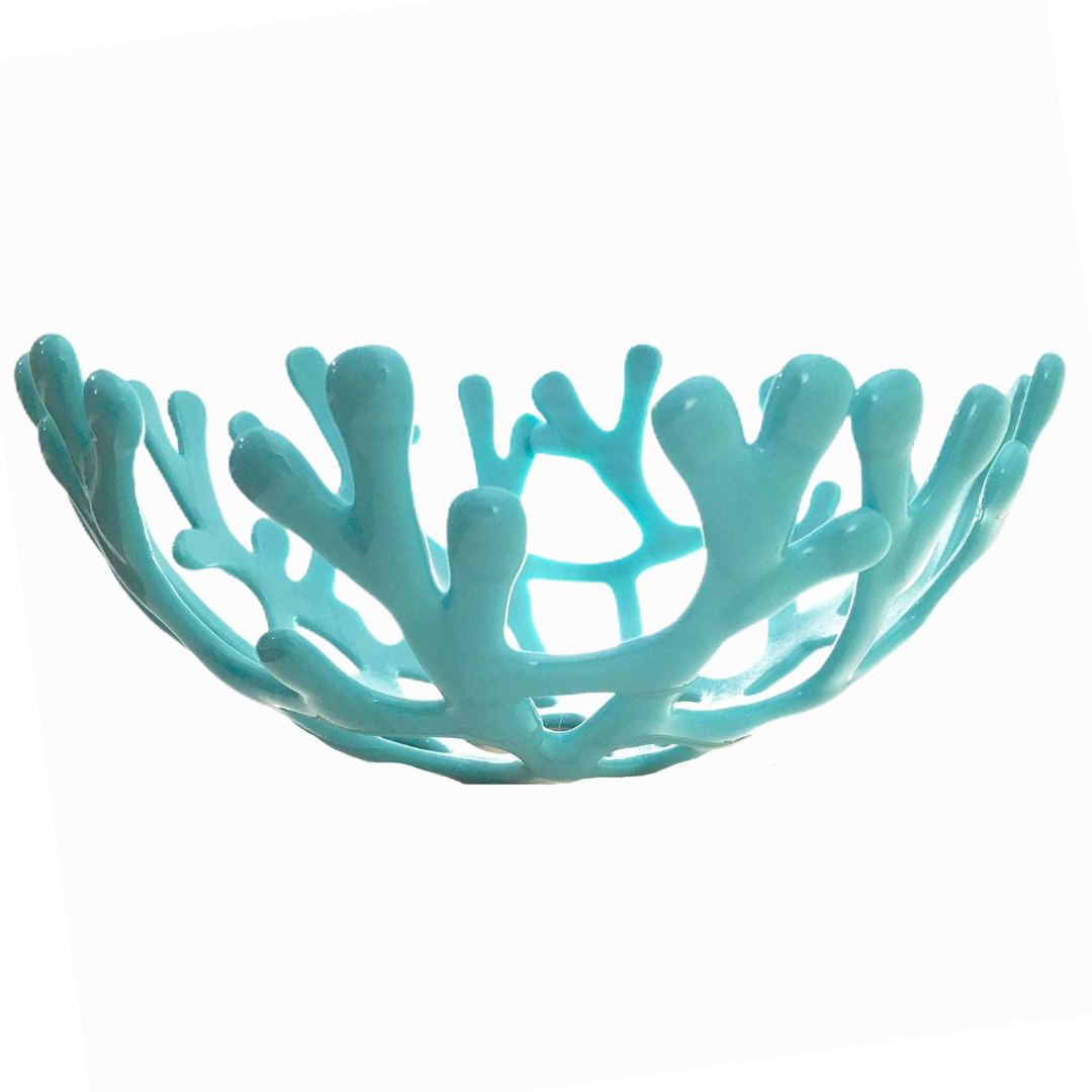 Coral Branch Bowl | Medium Aqua Opaque Glass