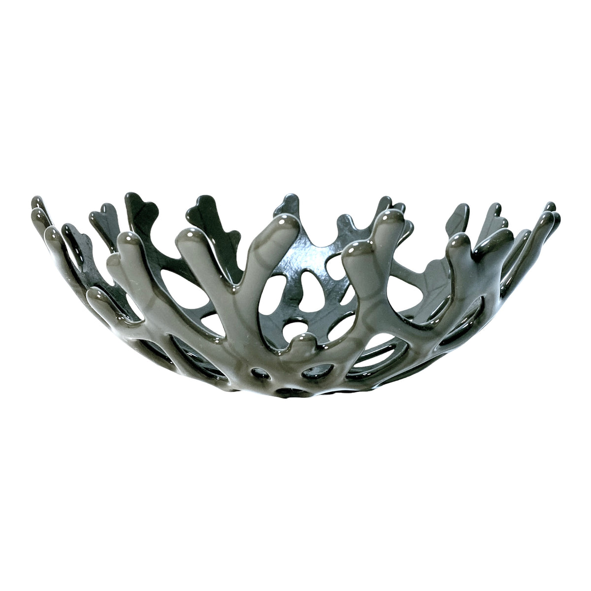 Coral Branch Bowl | Medium Gray Opaque Glass