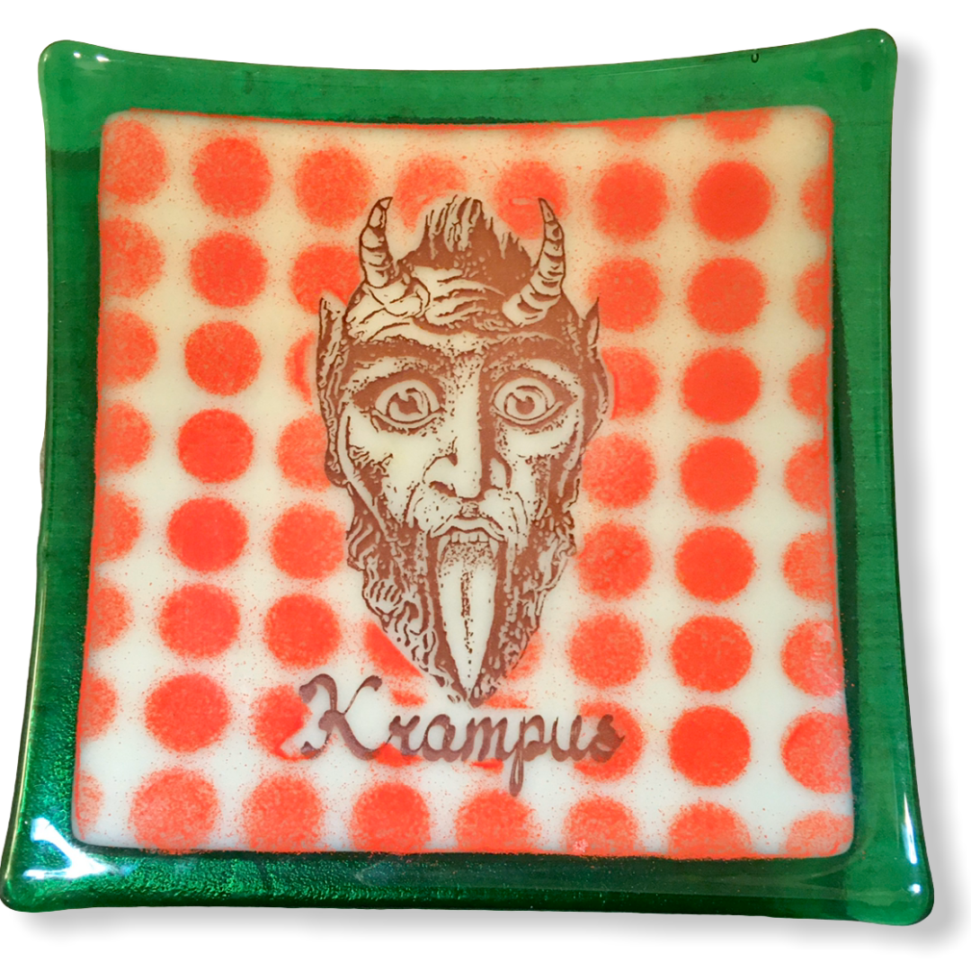 Krampus Dish with Red Polka Dots