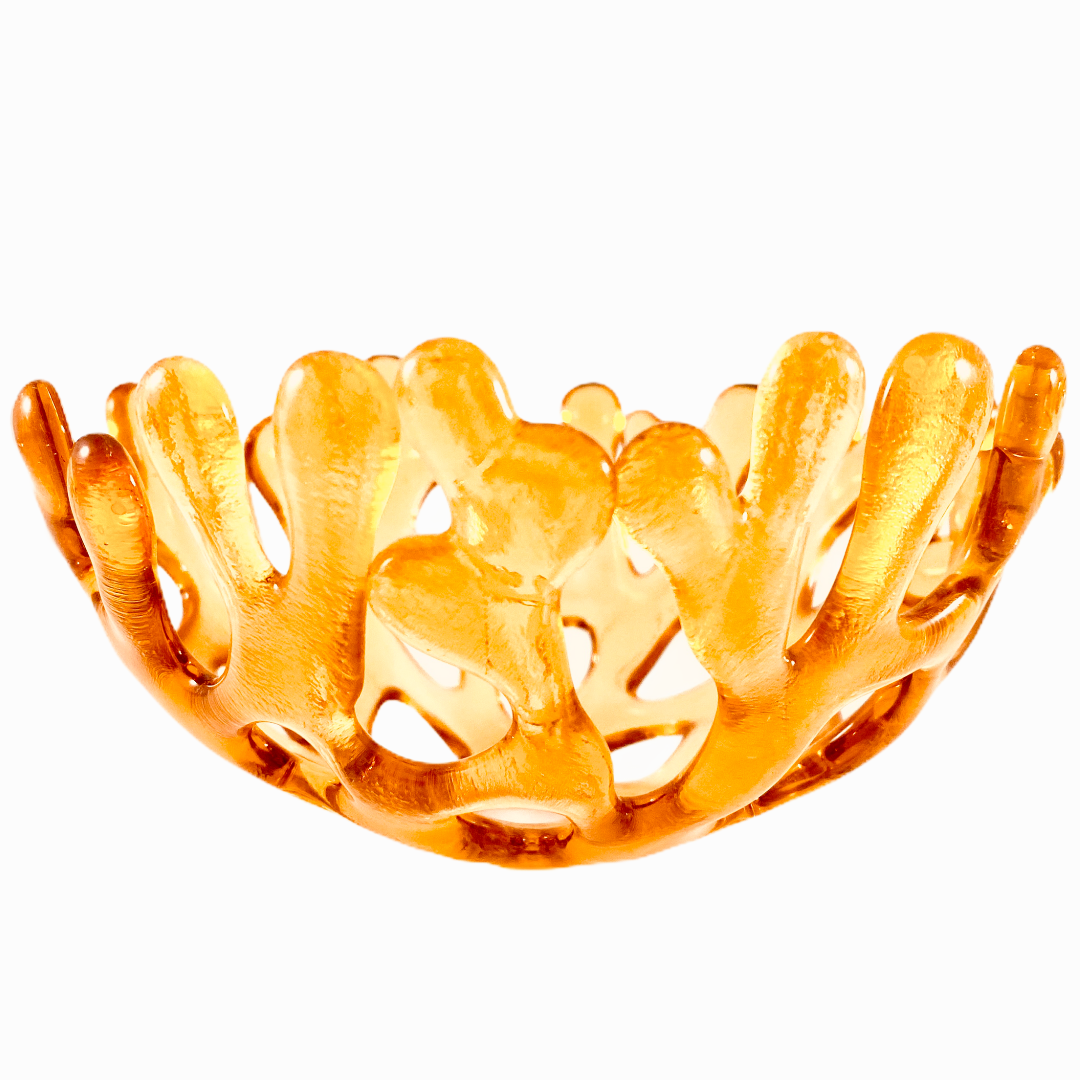 Coral Branch Bowl | Small Honey Yellow Glass