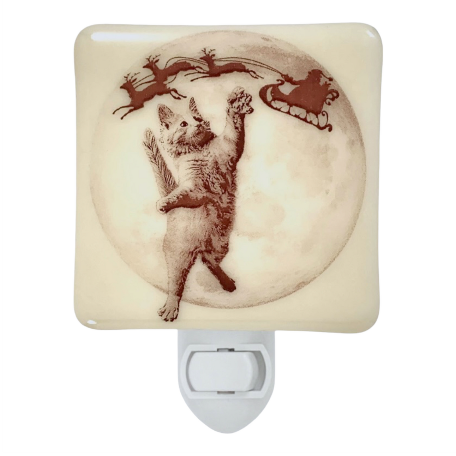 Kitten Attacks Santa’s Sleigh Christmas Night Light