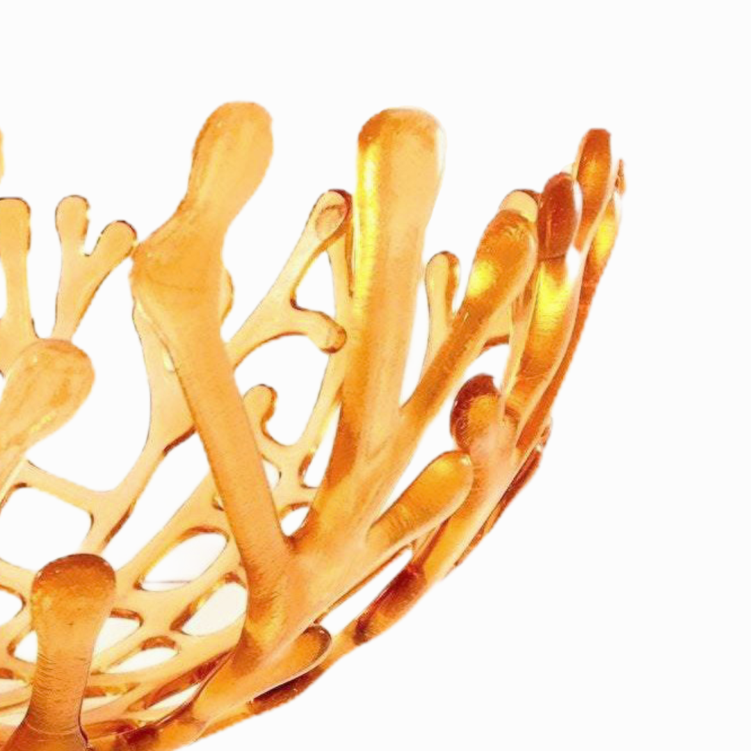Coral Branch Bowl | Large Honey Yellow Glass