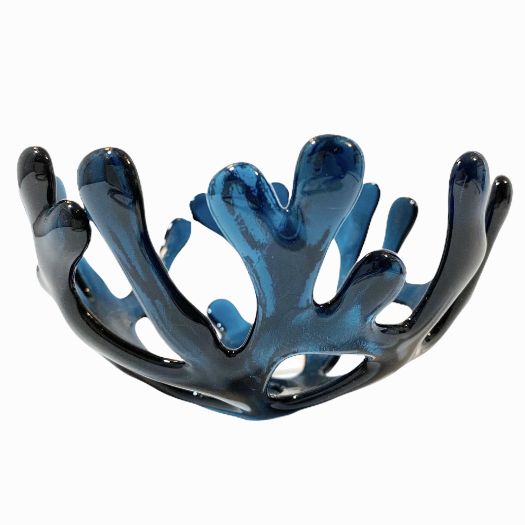 Coral Branch Bowl | Small Navy Blue Glass