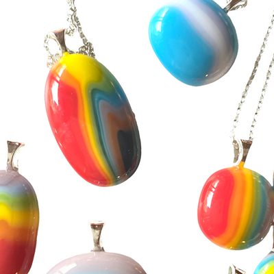 Rainbow Puddle Glass Necklace