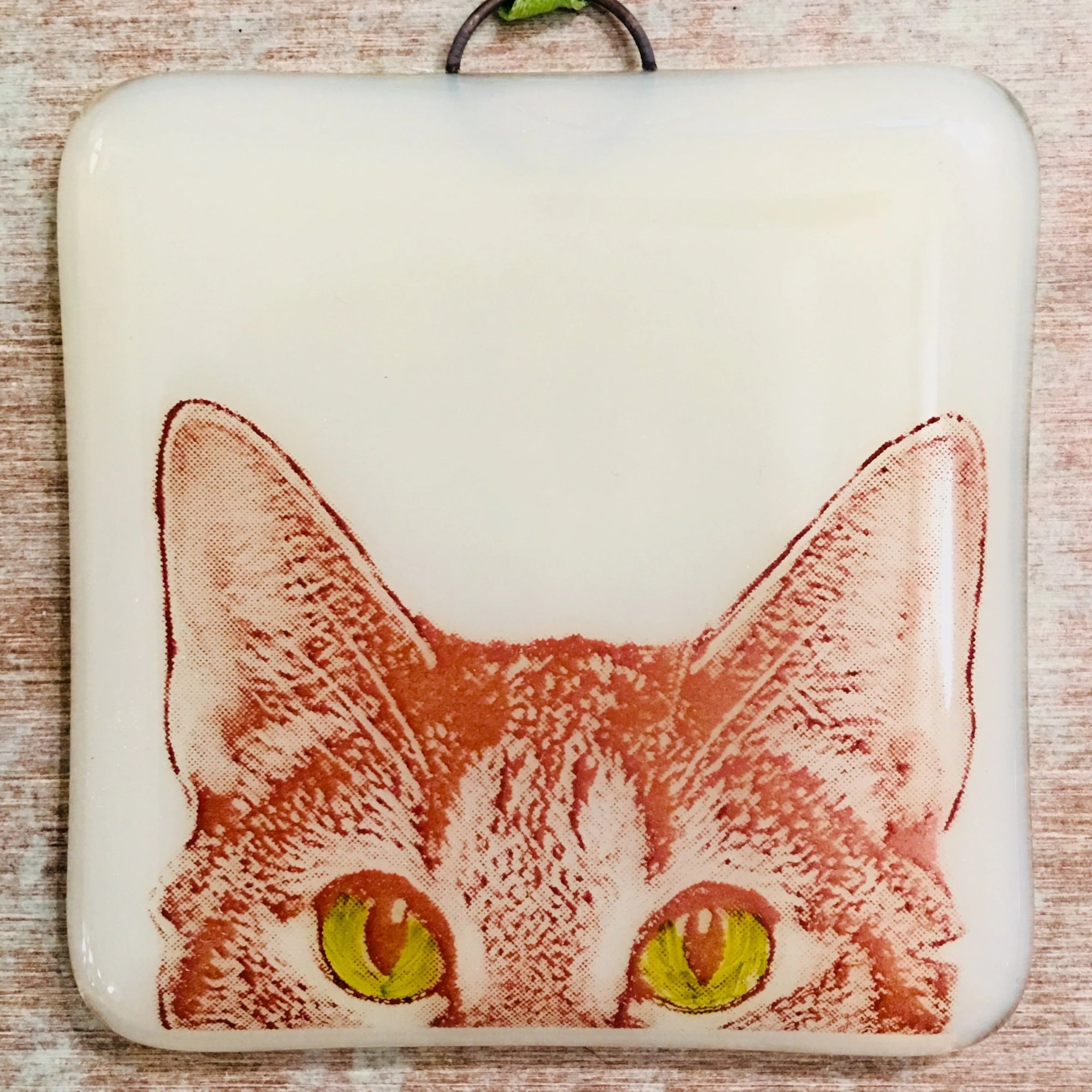 Cat Peaking Ornament - Hand Painted
