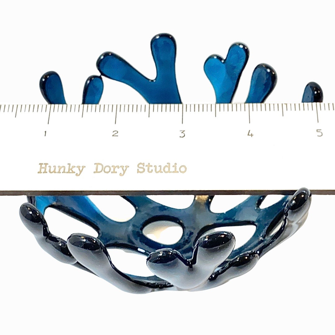 Coral Branch Bowl | Small Navy Blue Glass