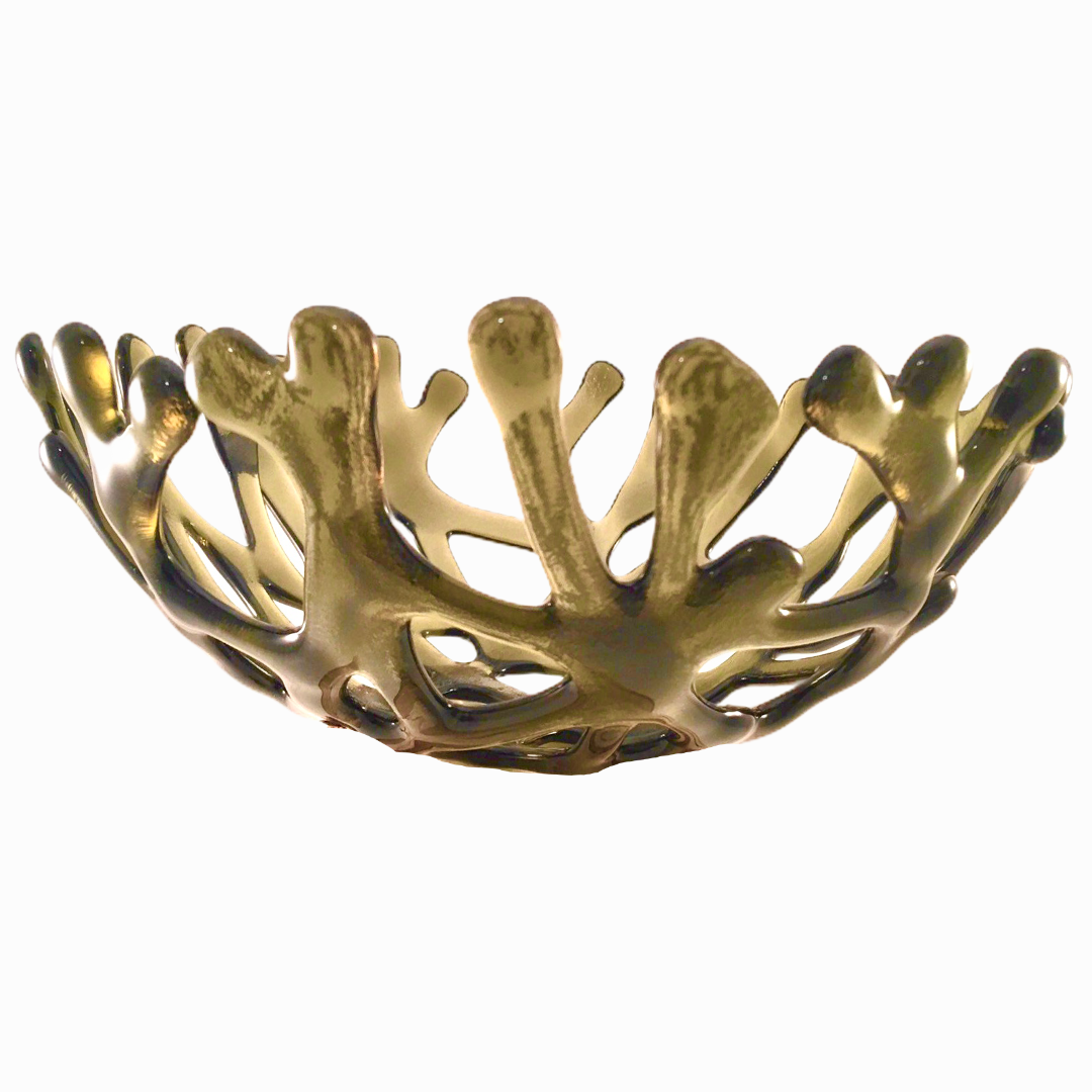 Coral Branch Bowl | Medium Moss Green Glass