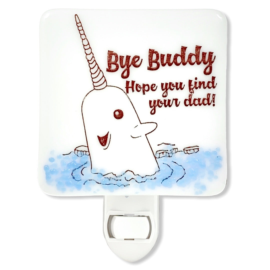 Narwhal “Bye Buddy” Night Light - Glass “Glitter”