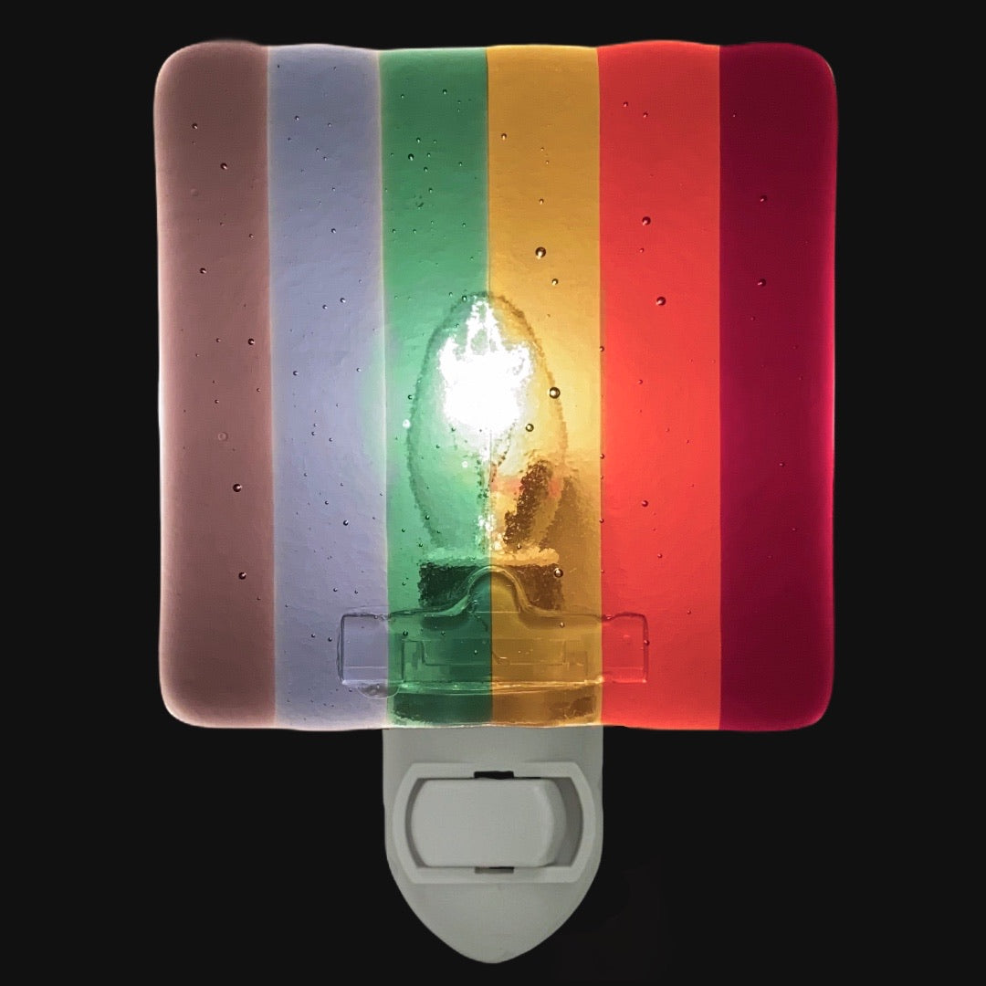 Rainbow Night Light Fused Glass