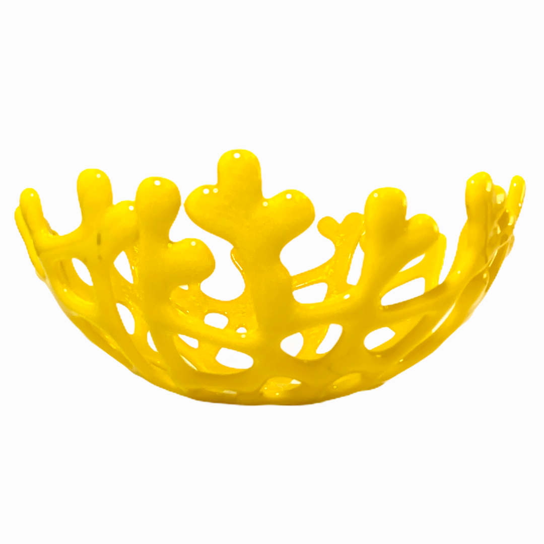 Coral Branch Bowl | Medium Yellow Opaque Glass
