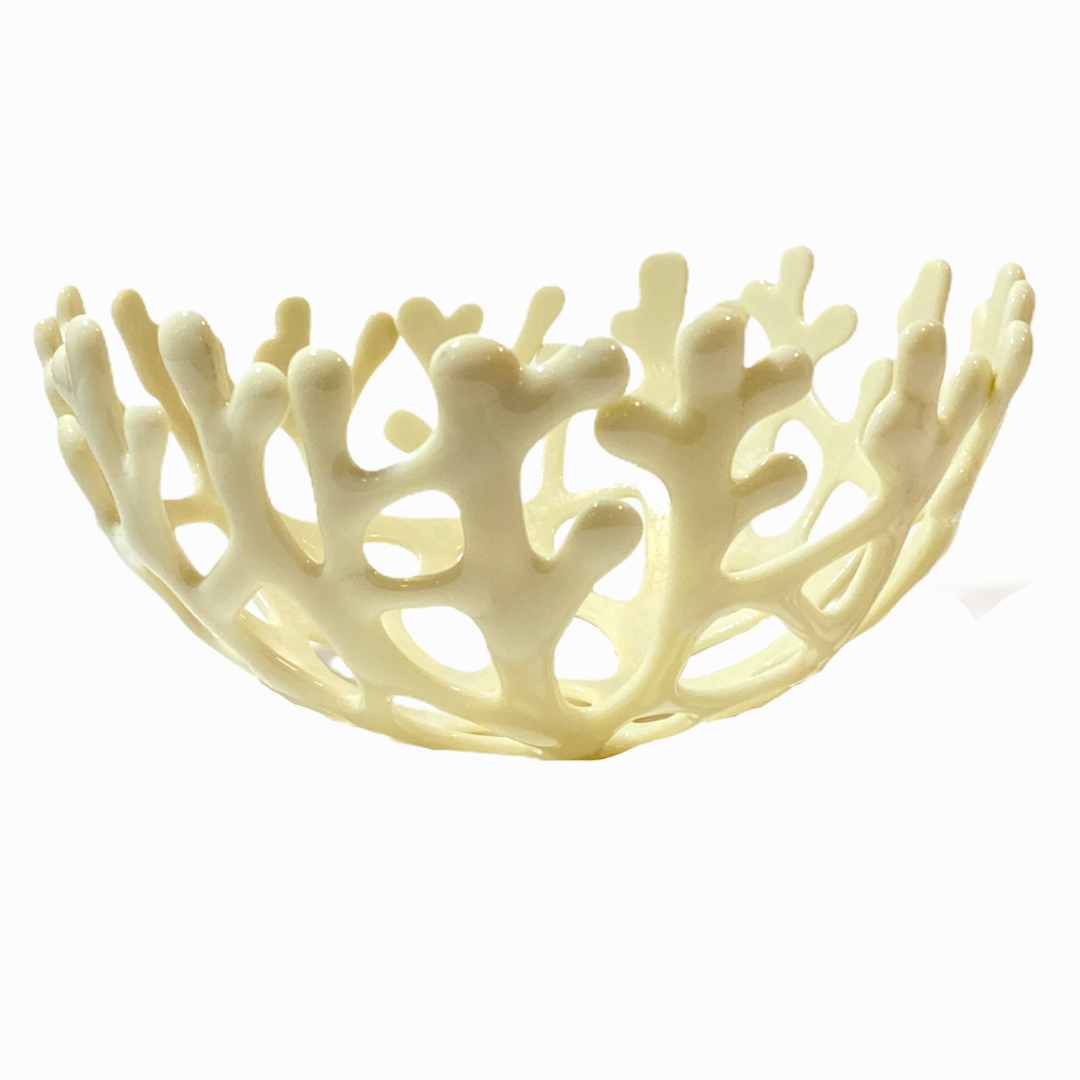 Coral Branch Bowl | Medium Ivory Opaque Glass