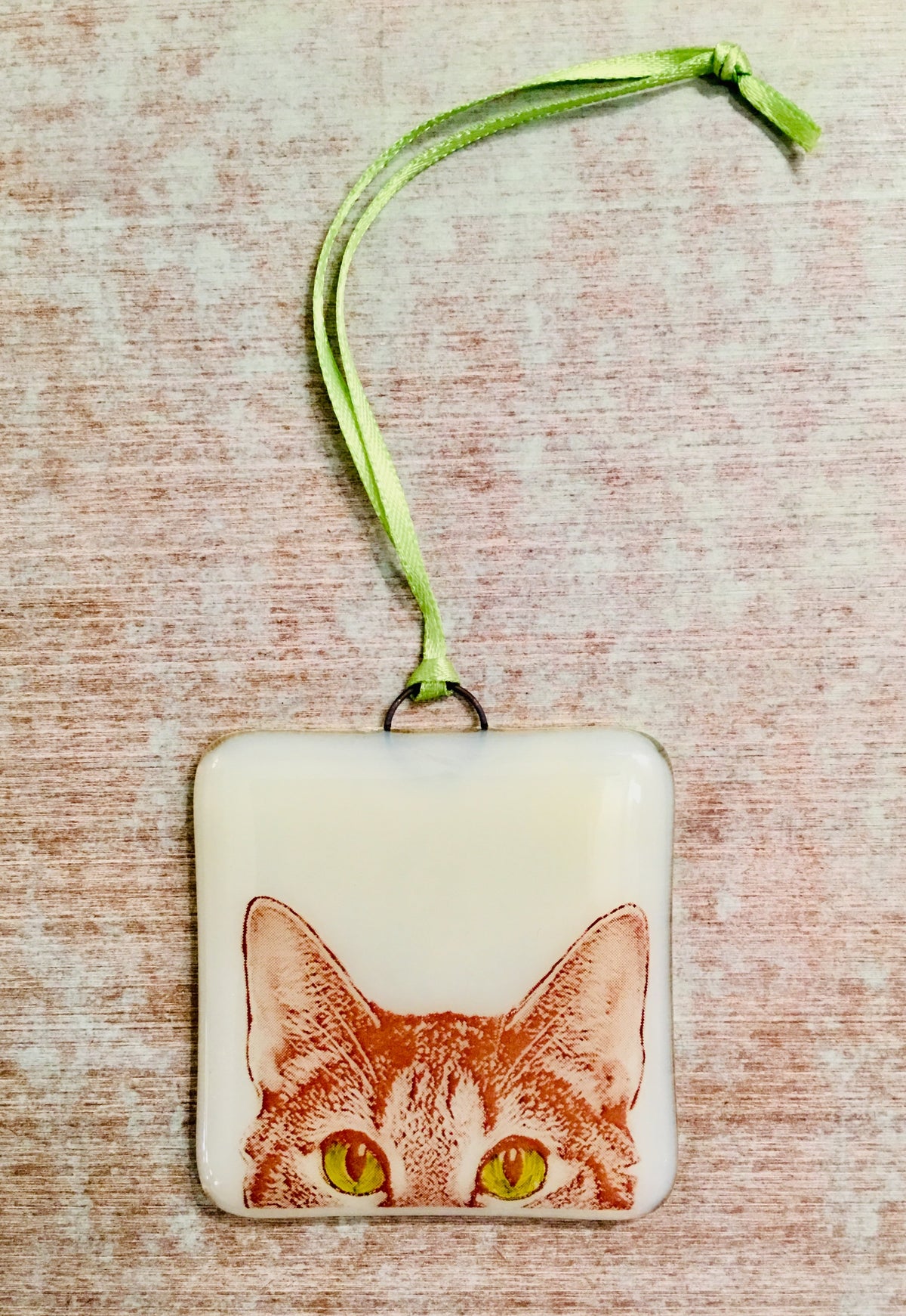 Cat Peaking Ornament - Hand Painted