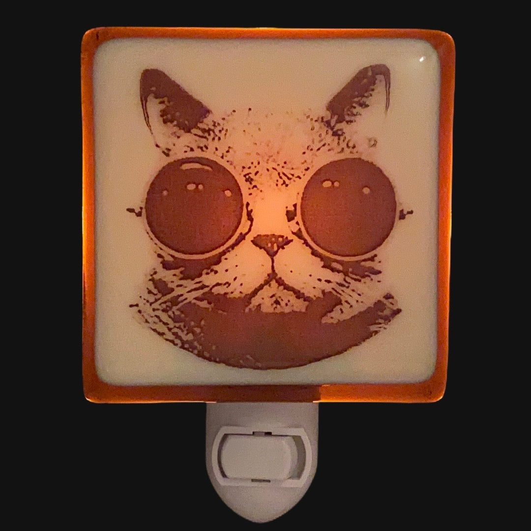 Cat With Goggles Steampunk Night Light