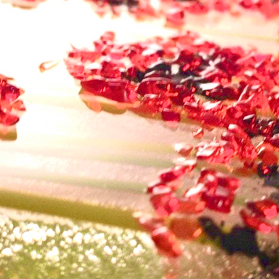 Poppy Wild Flowers Night Light - Glass Glitter Sprinkles - Clear Glass