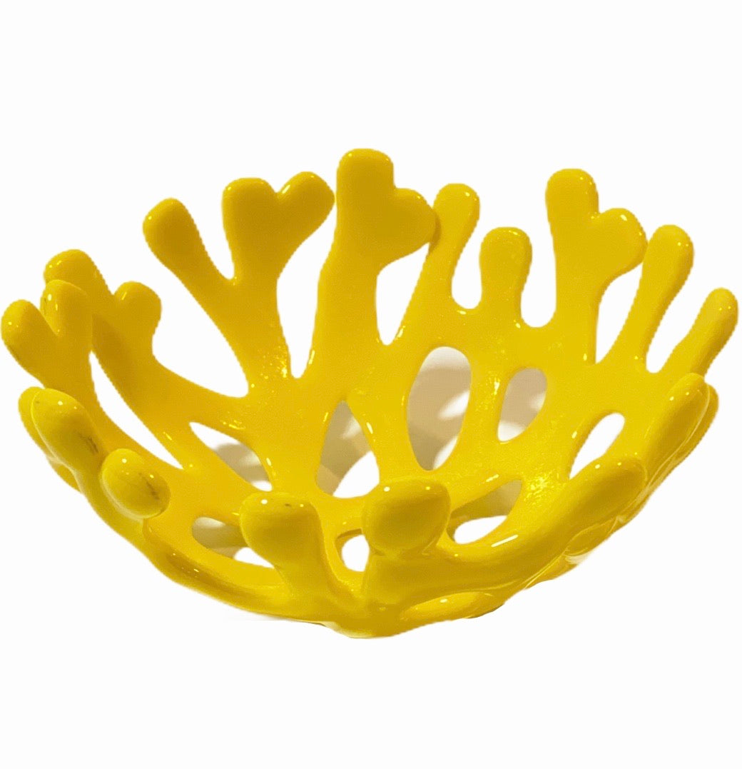 Coral Branch Bowl | Small Opaque Yellow Glass
